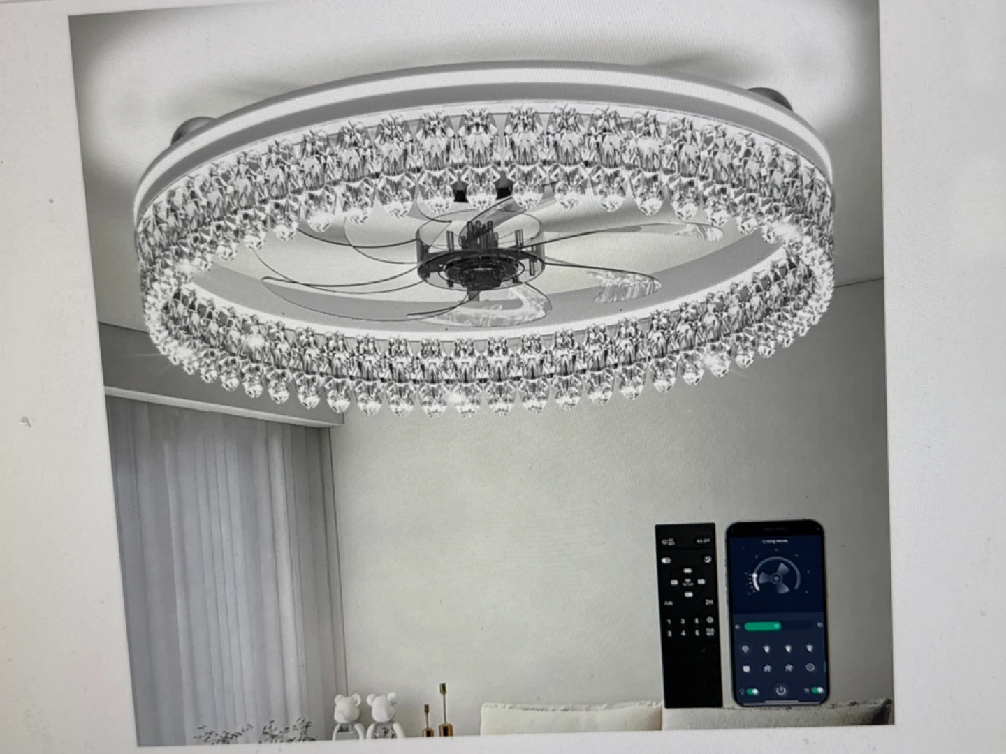 Crystal Chandelier Ceiling Fan with Remote
