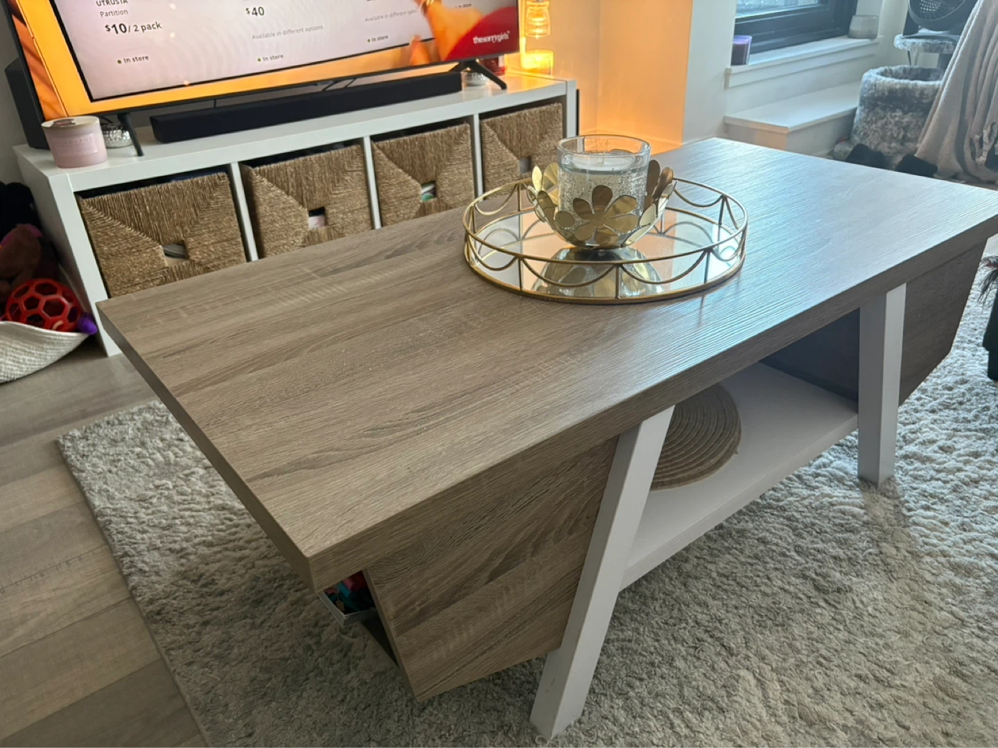 Modern Wood Coffee Table with Storage Shelf - photo 2