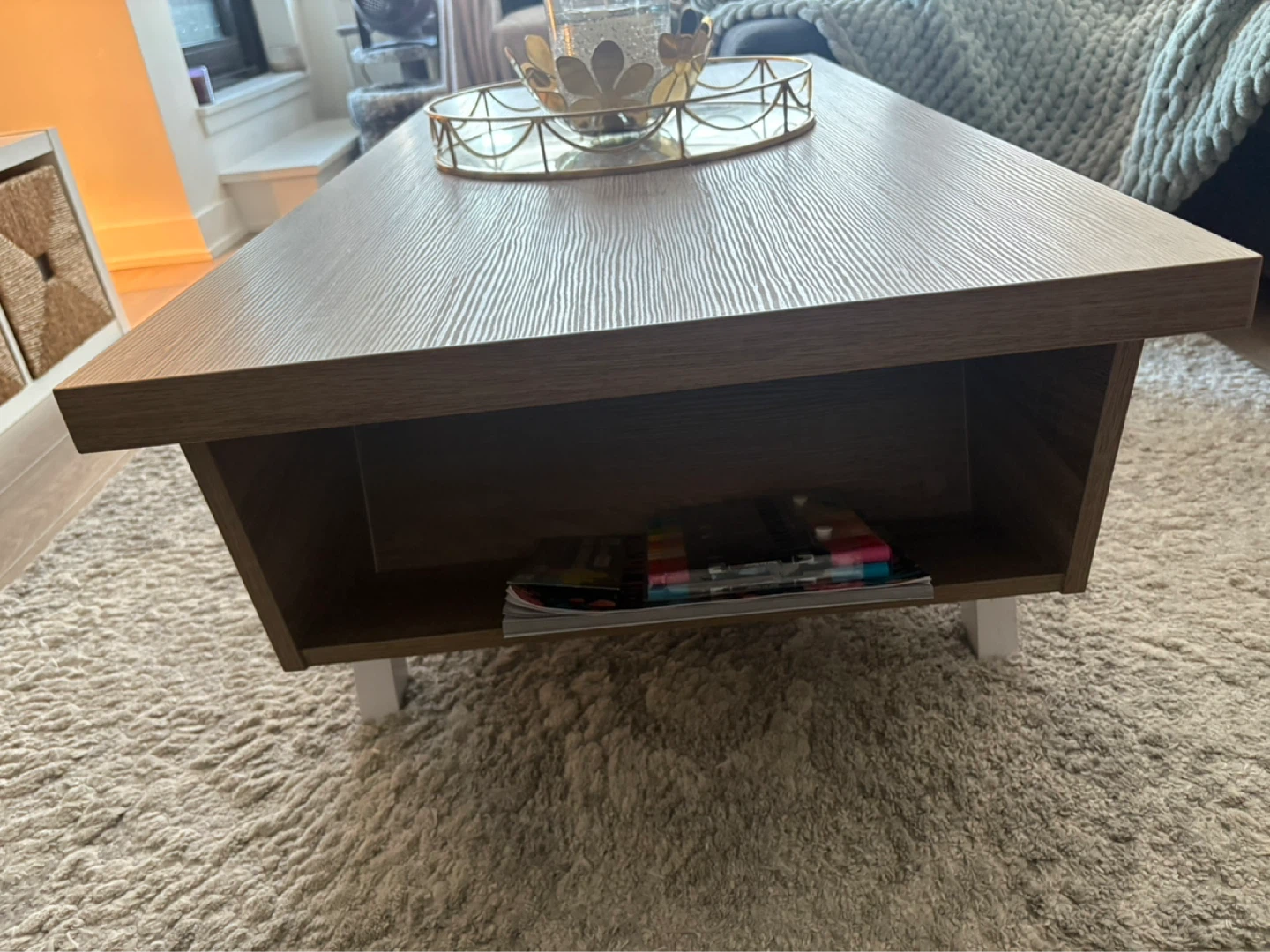 Modern Wood Coffee Table with Storage Shelf - photo 5