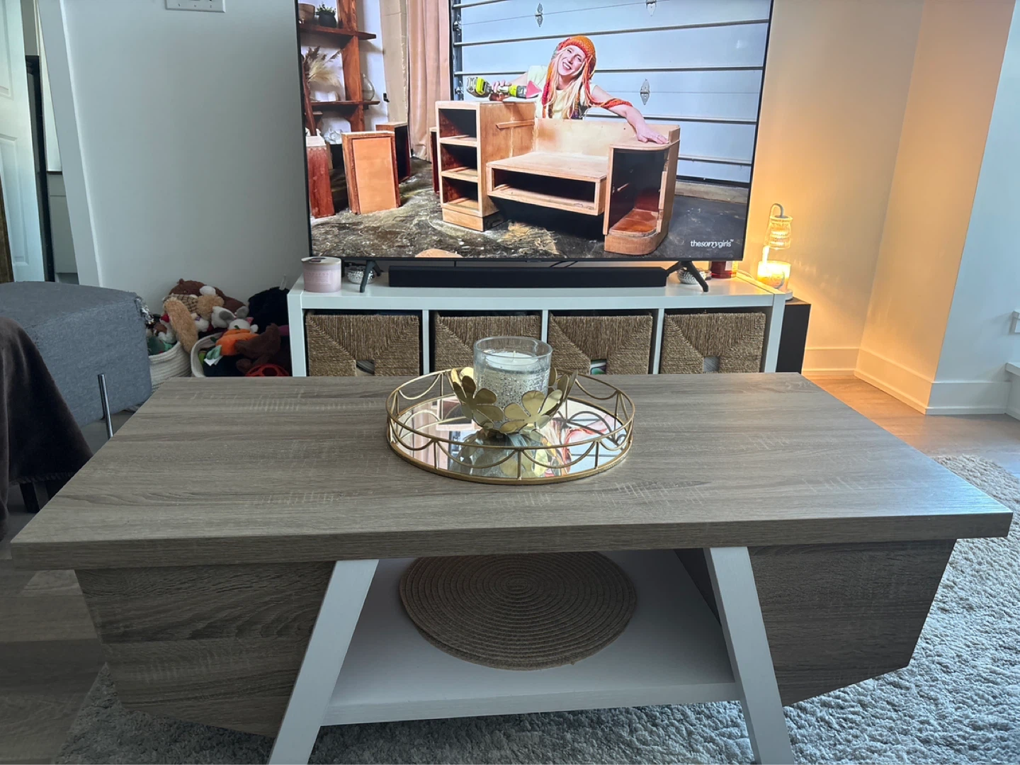 Modern Wood Coffee Table with Storage Shelf