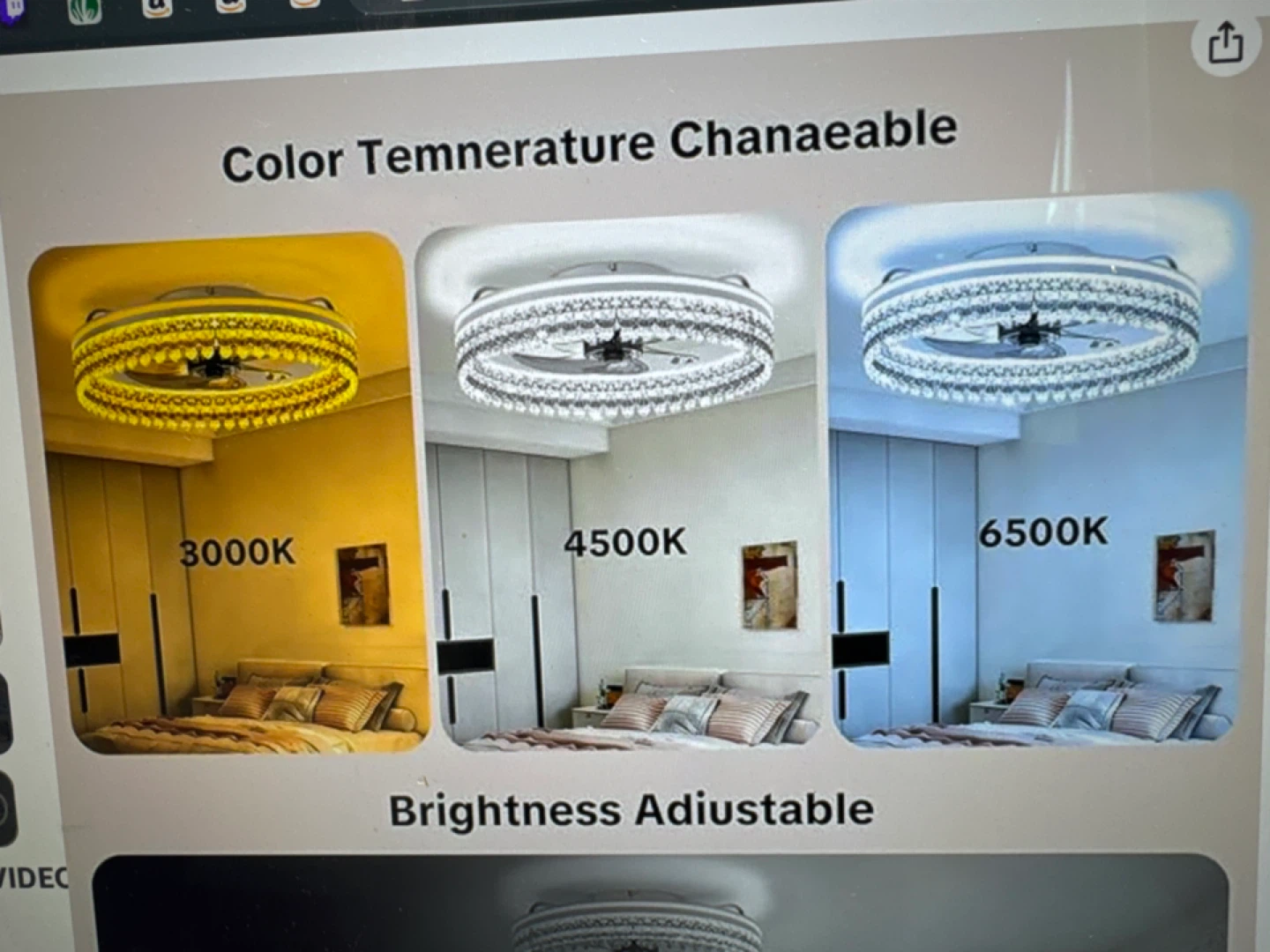 Crystal Chandelier Ceiling Fan with Remote - photo 2