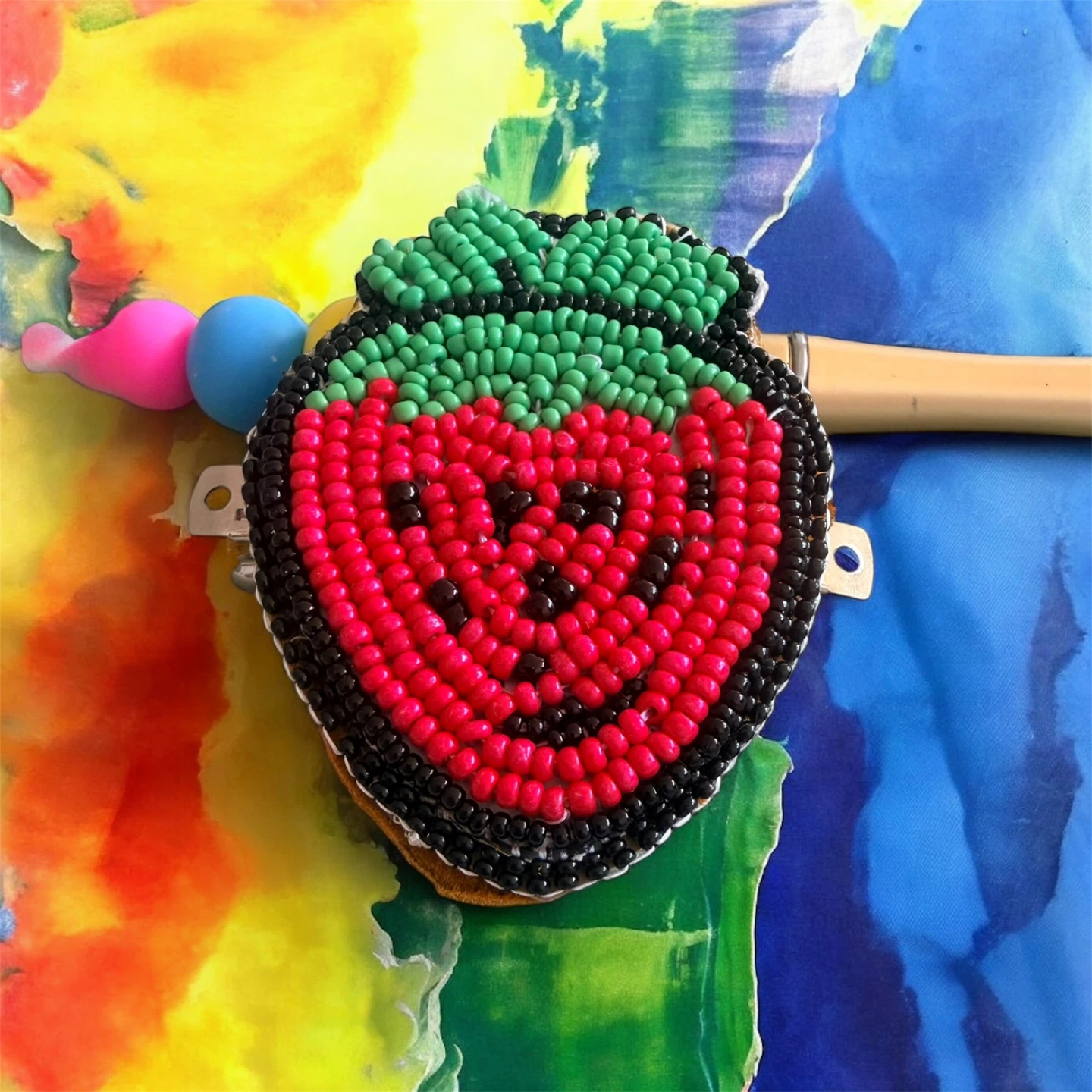 Handmade Beaded Strawberry hair clip