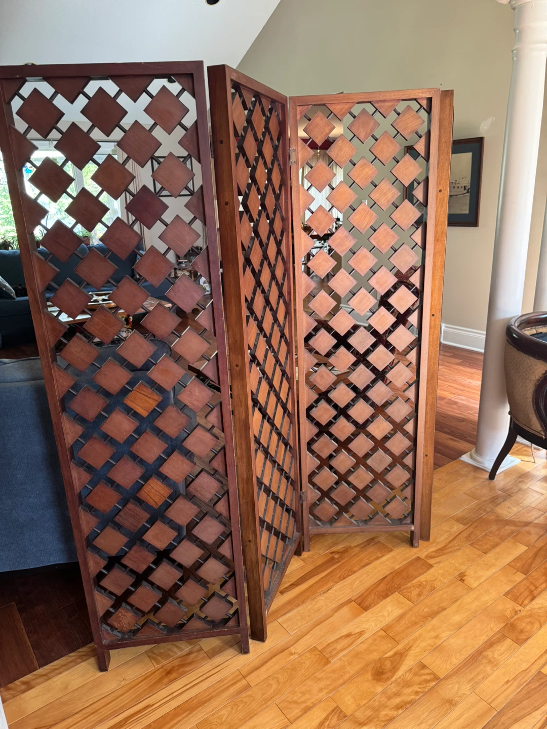 4 Panel Mahogany Screen - photo 2
