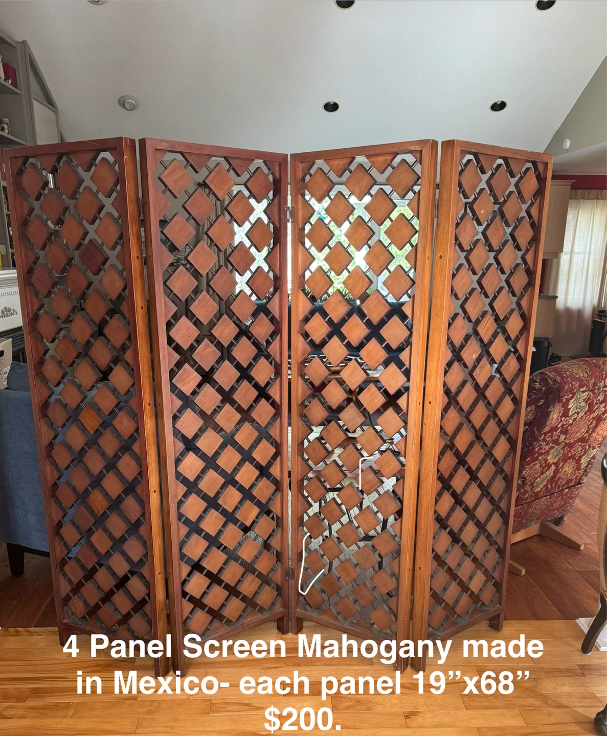 4 Panel Mahogany Screen