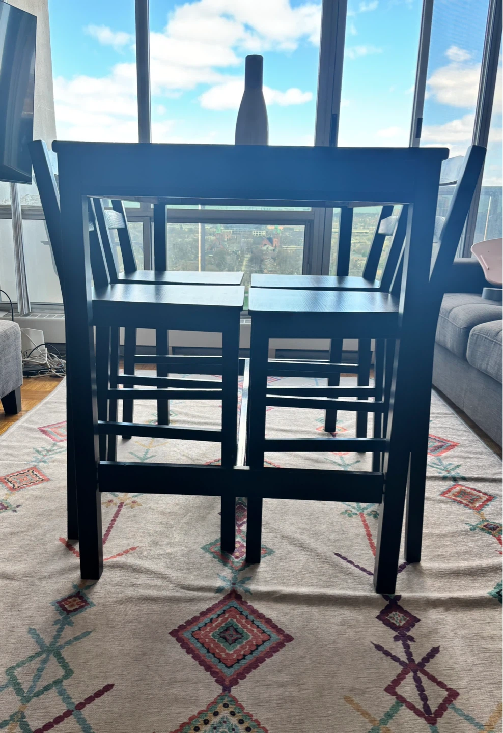Black Bar Height Dining Set with 4 Stools - photo 2