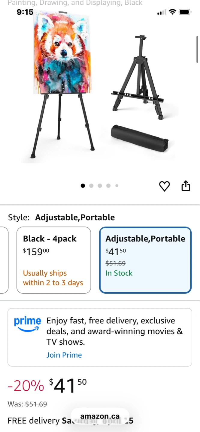 2 Black Portable Tabletop Easels ( 30 for 2 )