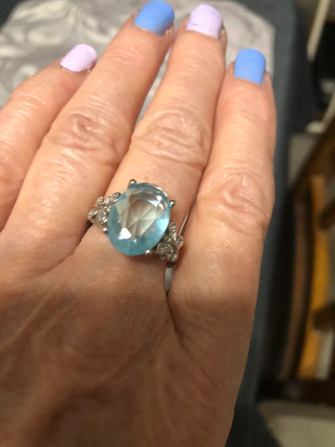 Oval Blue Stone Ring - photo 2