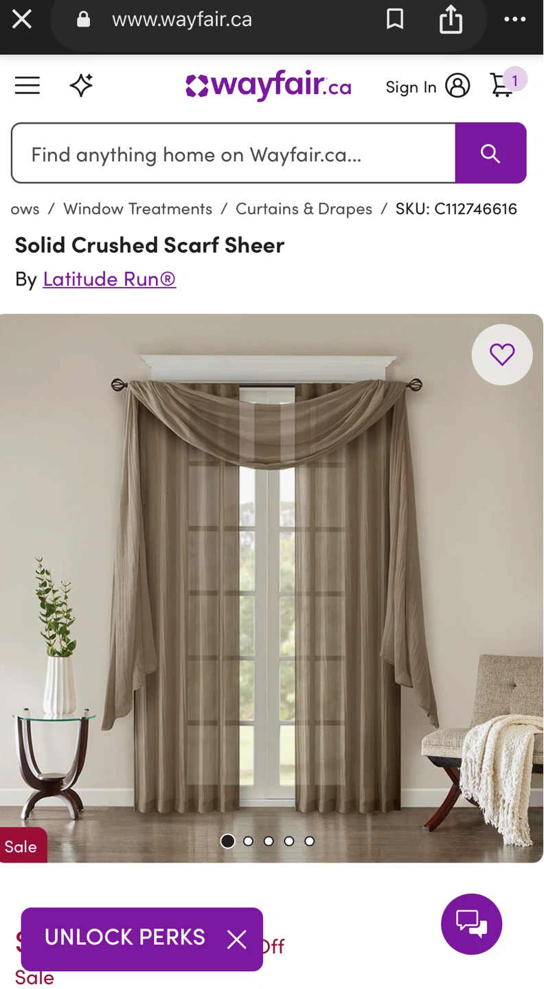 Latitude Run Solid Crushed Scarf Sheer Curtain Panel - Taupe - photo 2