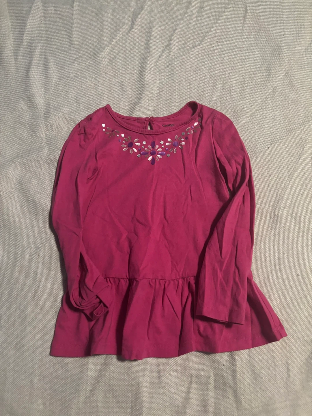 George Girls 3T Pink Long Sleeve Peplum Top