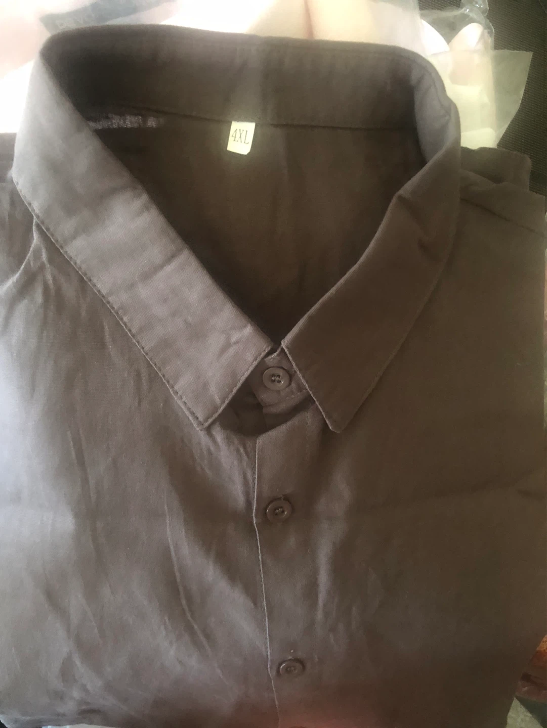 Men’s 4XL Brown Button-Up Shirt