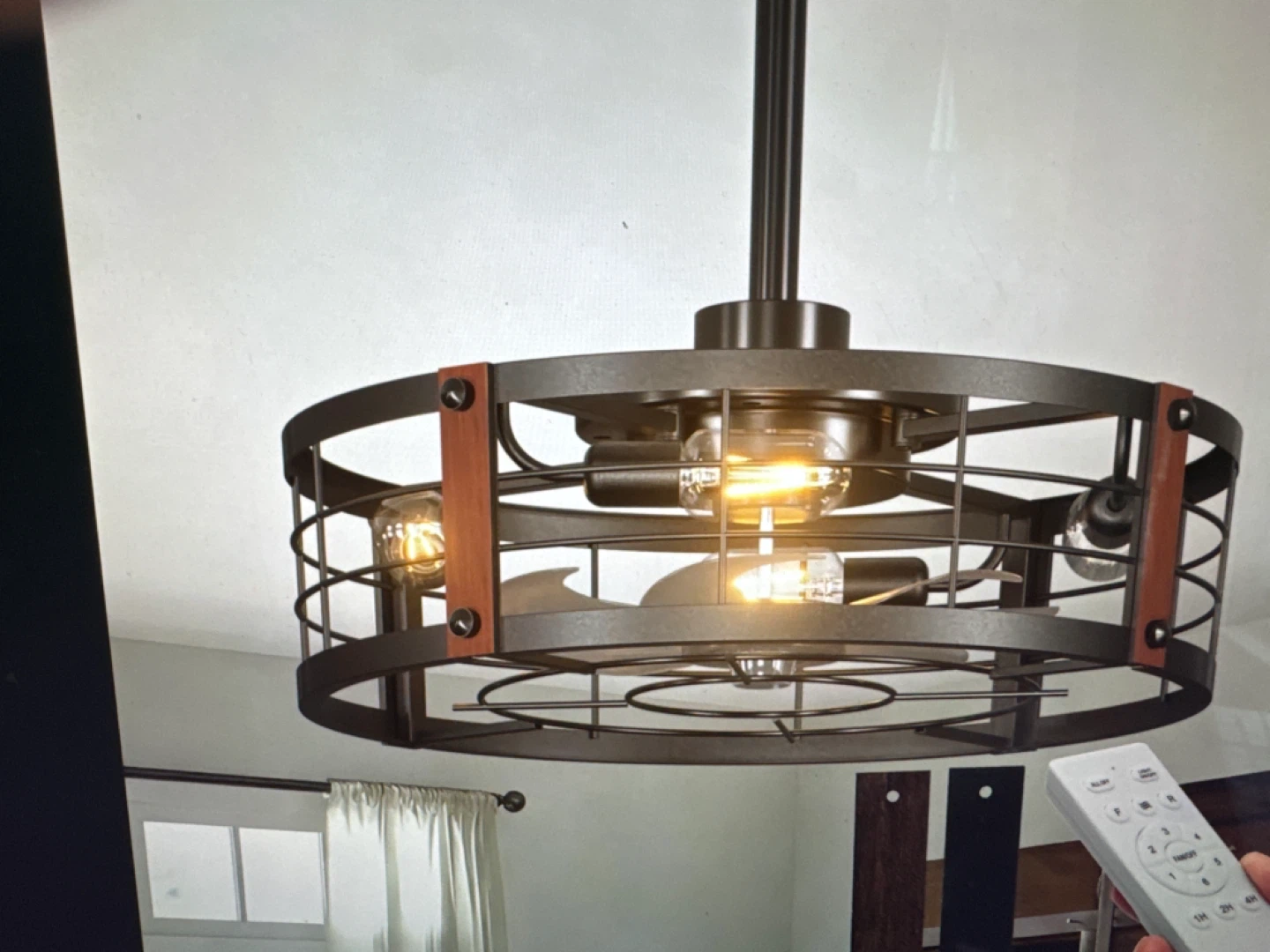Industrial Cage Ceiling Fan with Lights