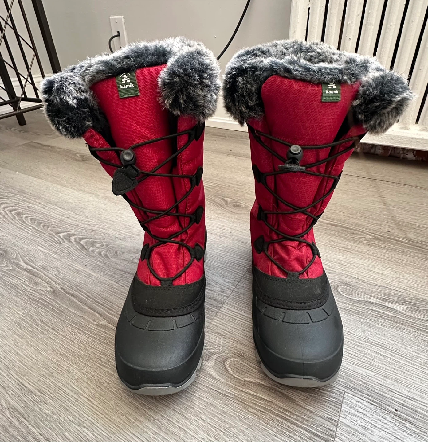 Kamik Red Winter Boots with Fur Trim