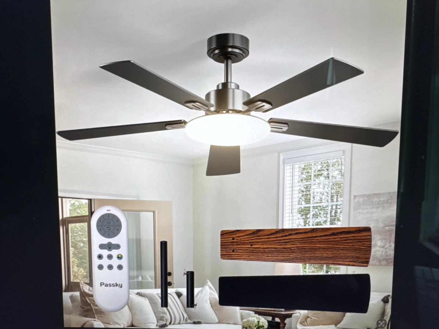 Passky 5-Blade Ceiling Fan with Light and Remote