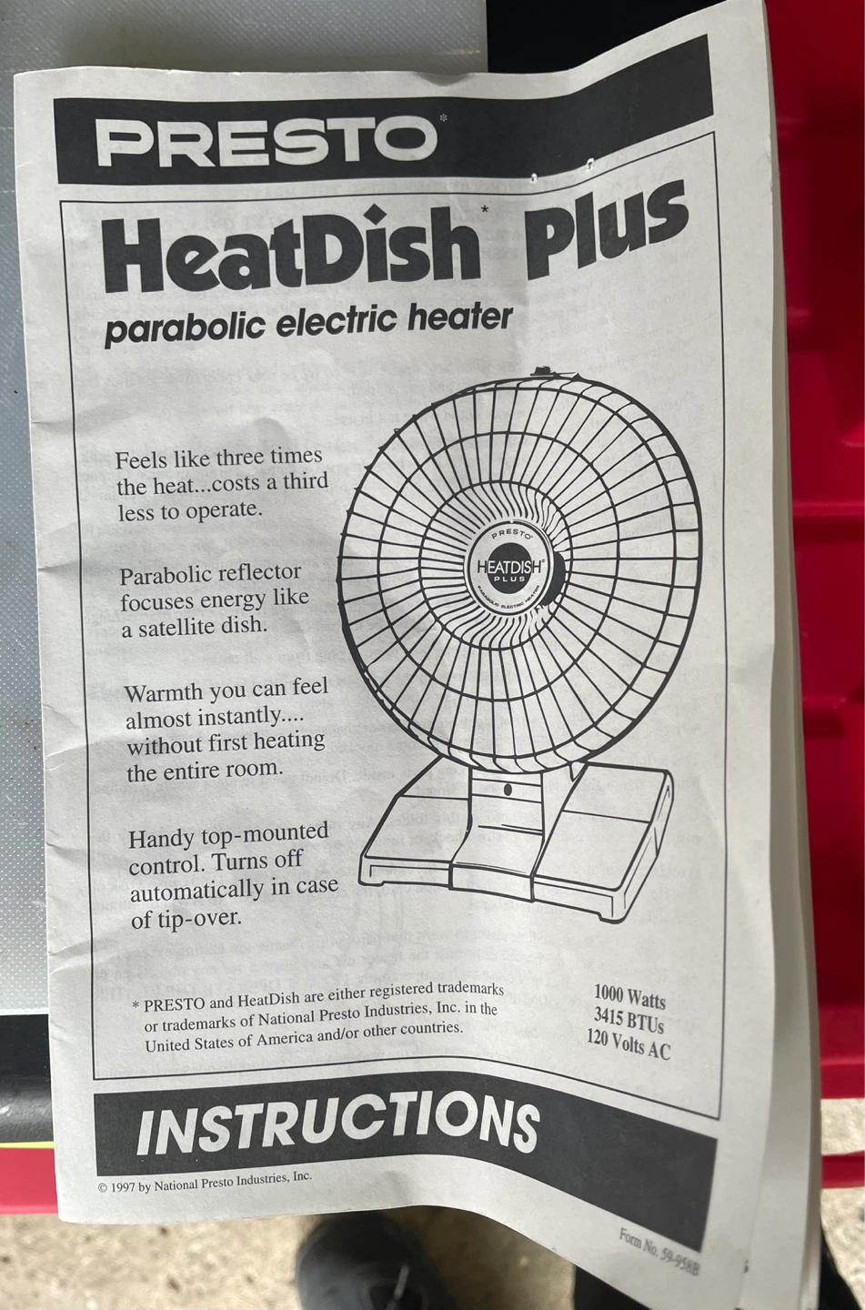 Presto HeatDish Plus Parabolic Electric Heater - photo 3