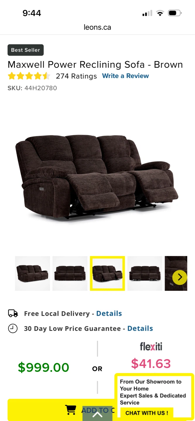 Maxwell Power Reclining Sofa - Brown - photo 2