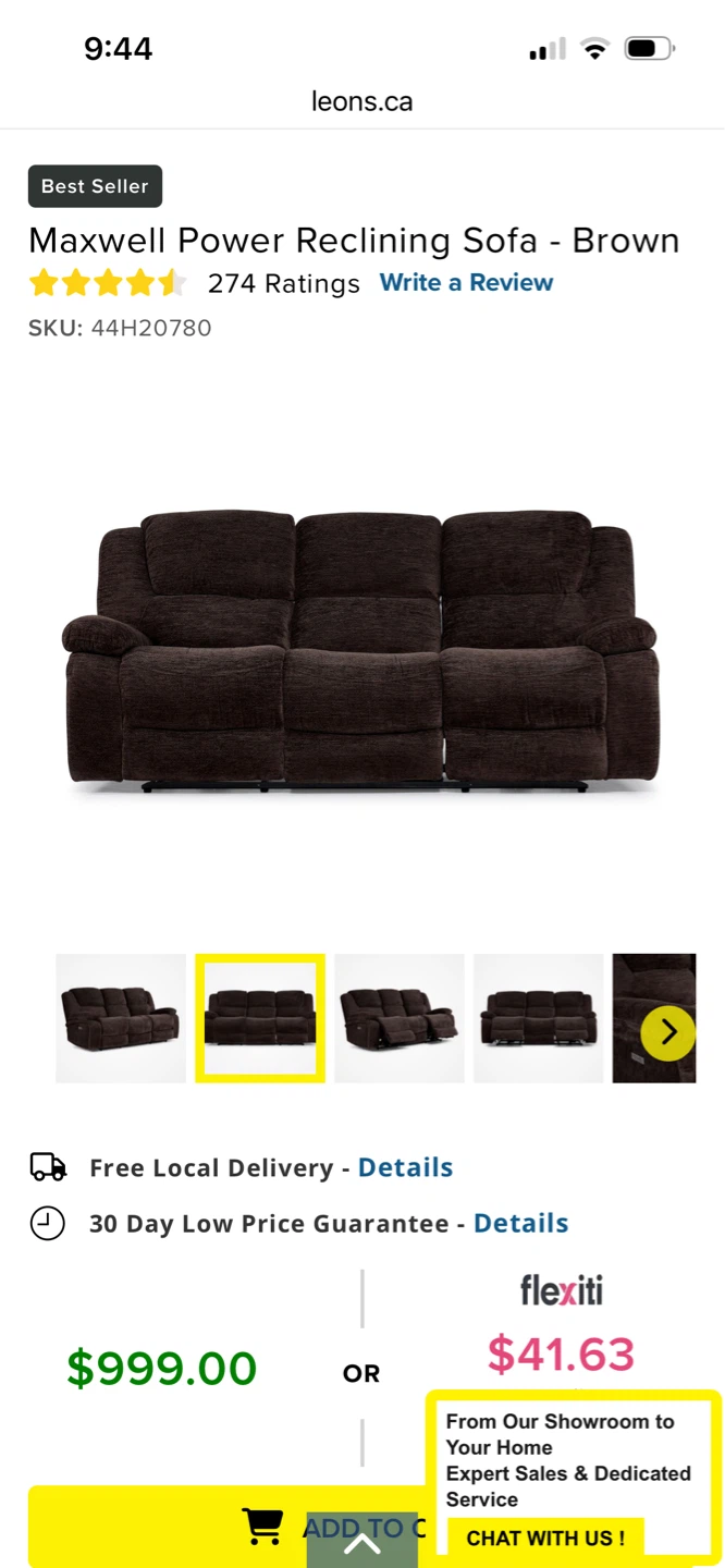 Maxwell Power Reclining Sofa - Brown - photo 3
