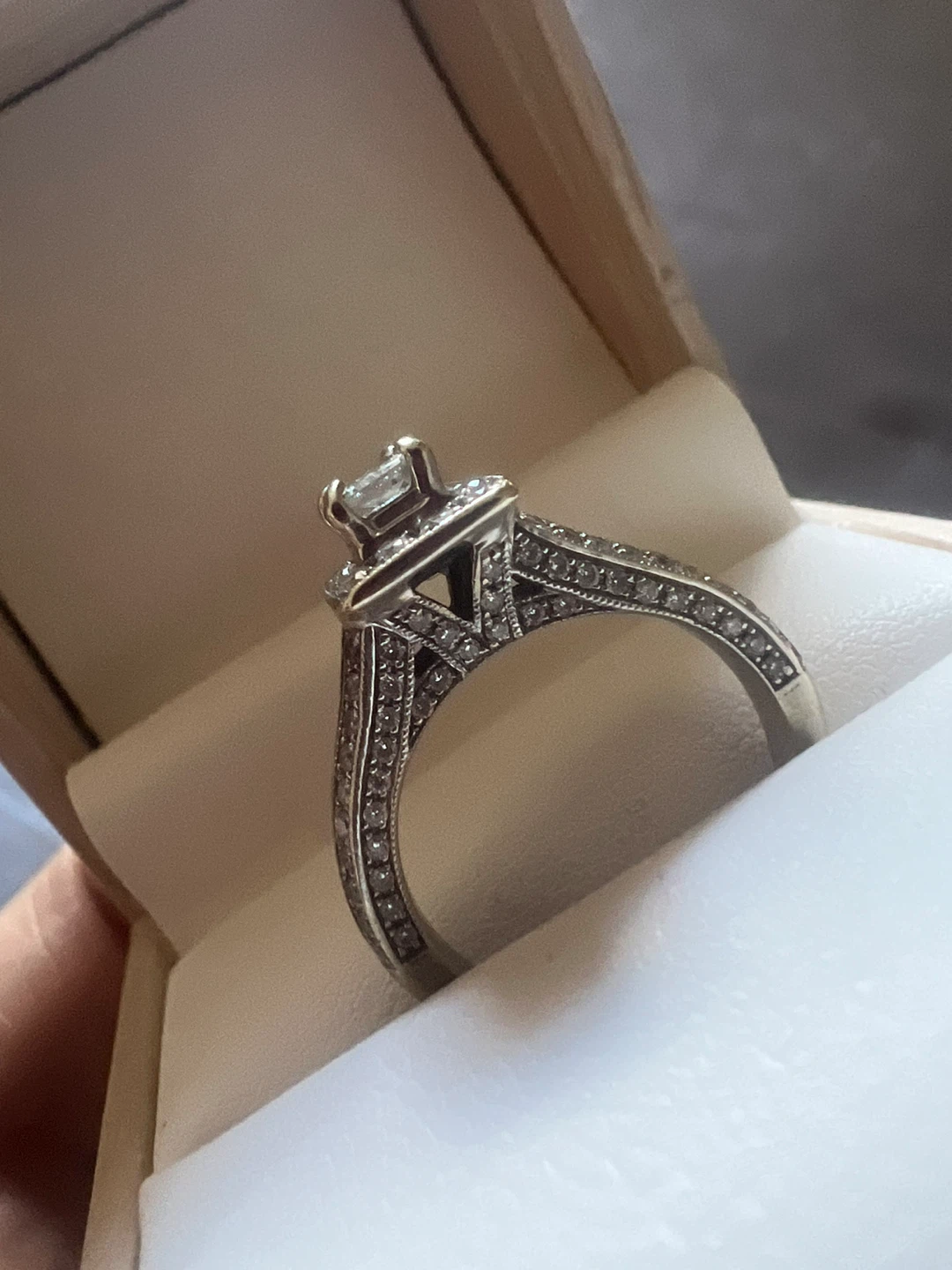 14 k Princess Cut Diamond Engagement Ring