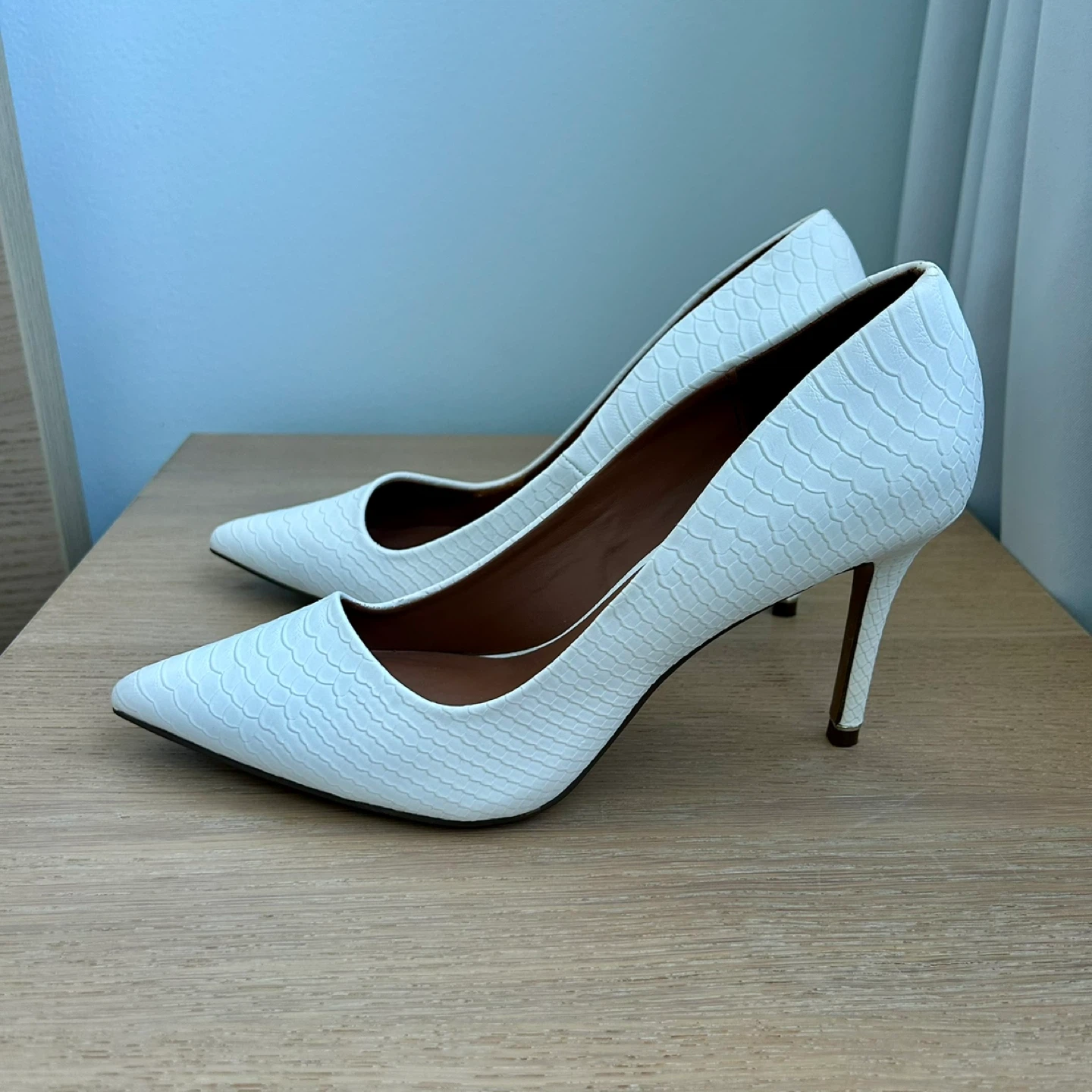 Call It Spring white pointed toe high heel pumps - size