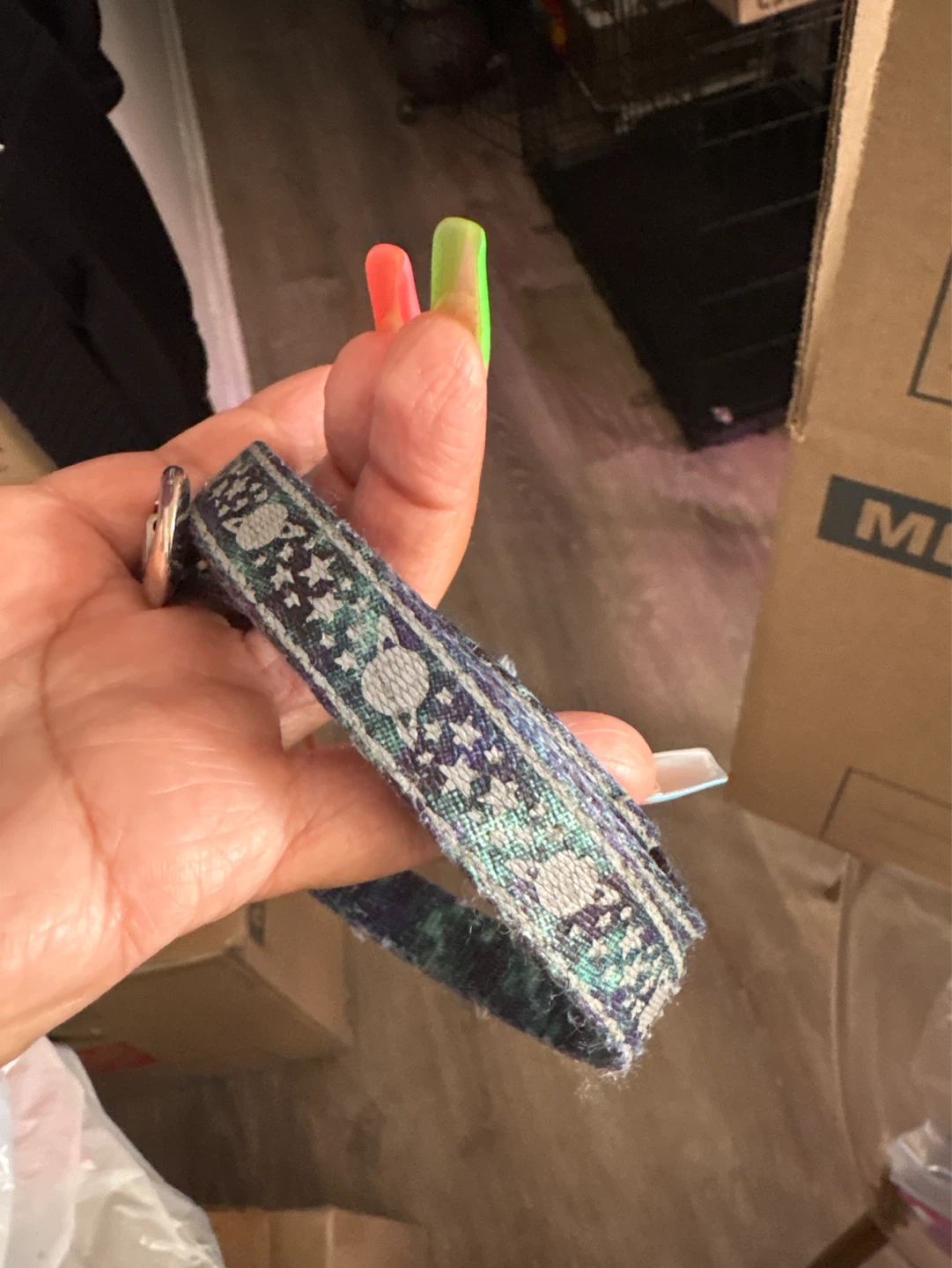Dog Leash with Blue and Green Pattern Small - photo 2