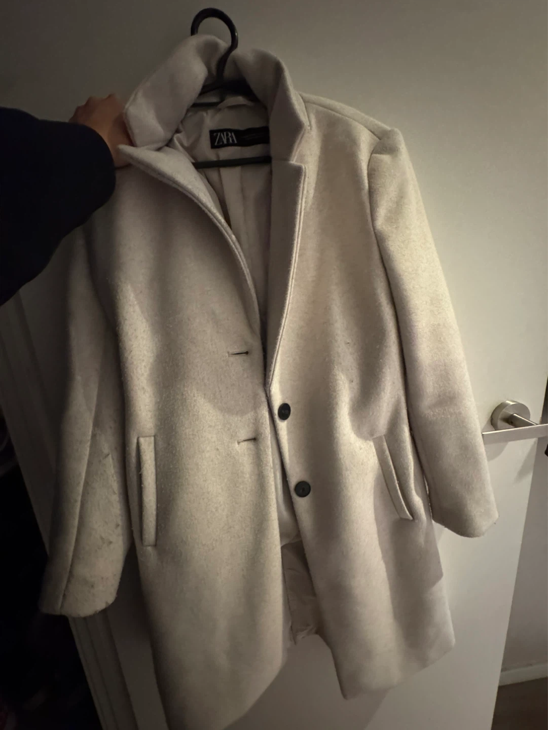 ZARA Women's Coat - Cream - Size M