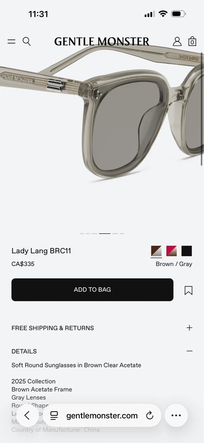 Gentle Monster Lady Lang BRC11 Sunglasses - Brown/Gray Acetate - photo 5