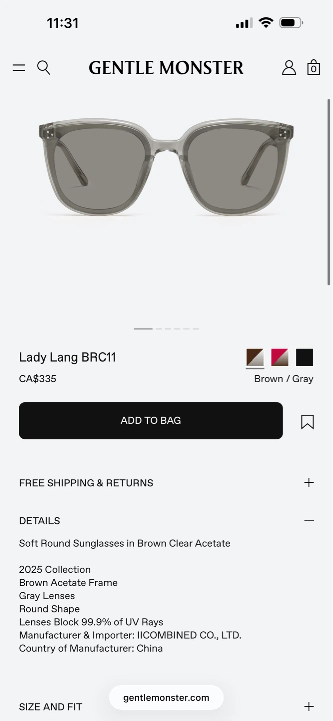 Gentle Monster Lady Lang BRC11 Sunglasses - Brown/Gray Acetate - photo 4
