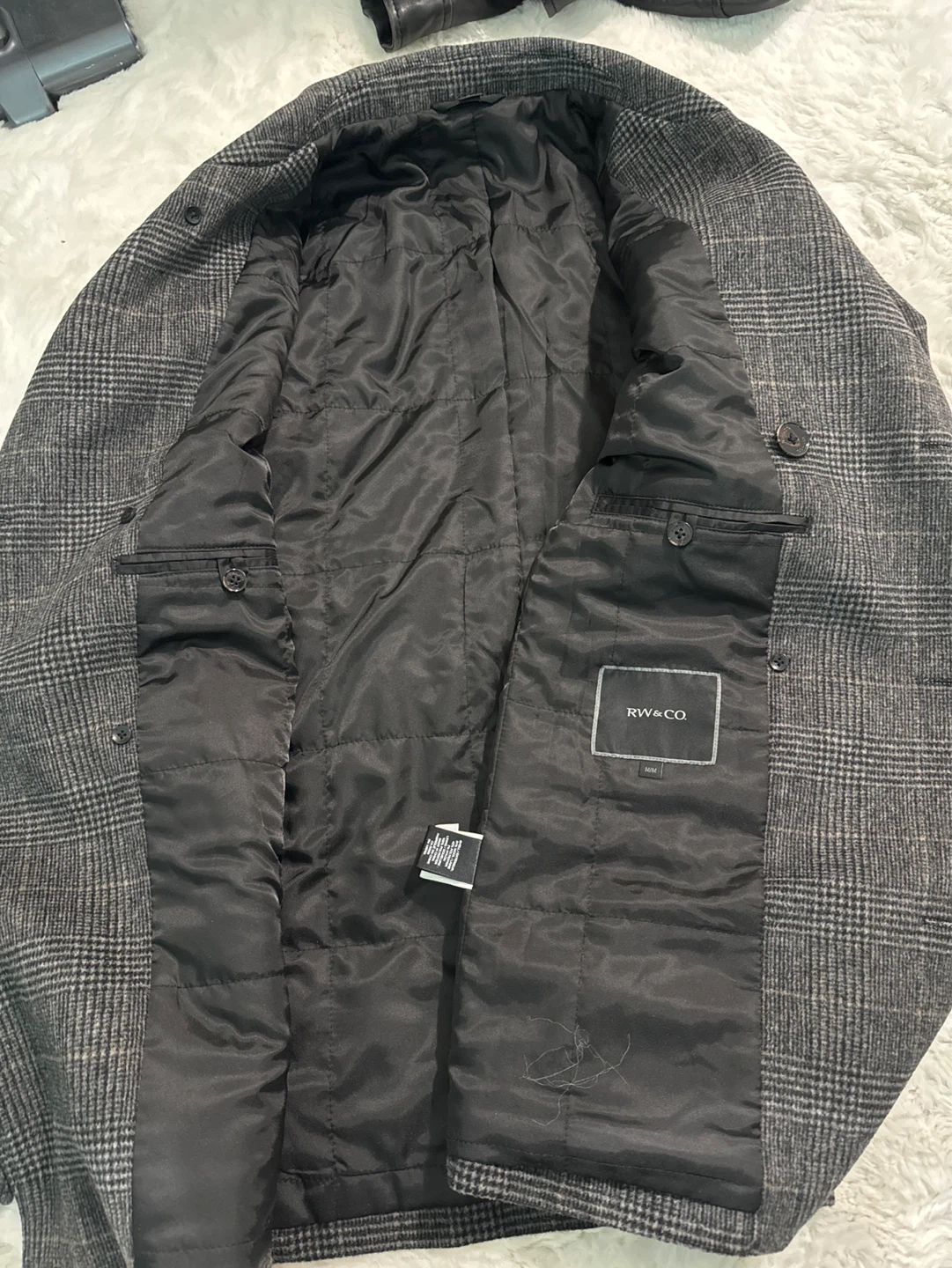 RW&CO. Men's Plaid Wool Blend Peacoat - Size M - photo 3