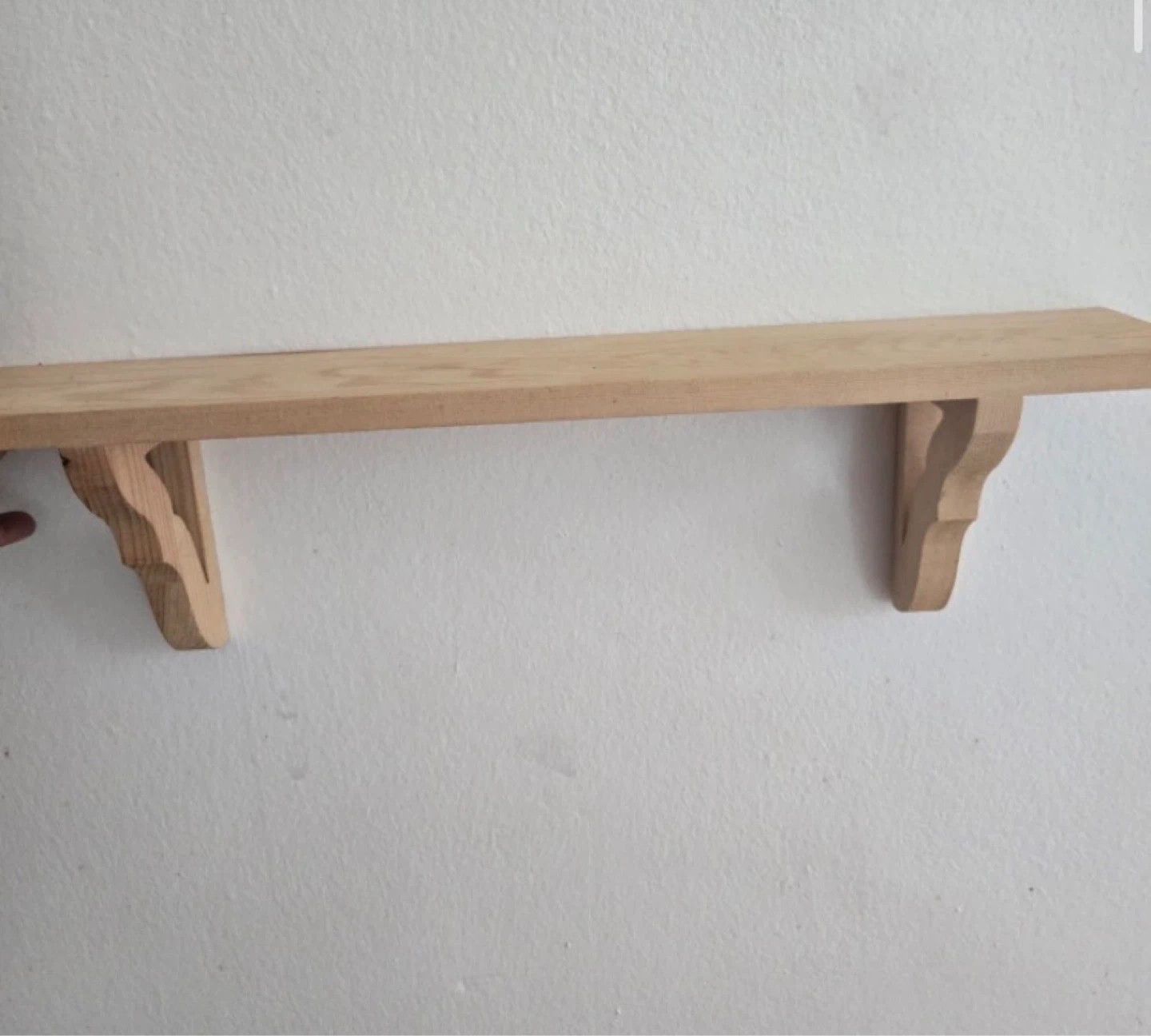 Wooden Wall Shelf with Decorative Brackets