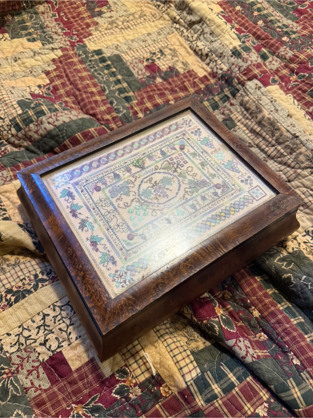 Vintage Style Cross Stitch Framed Art