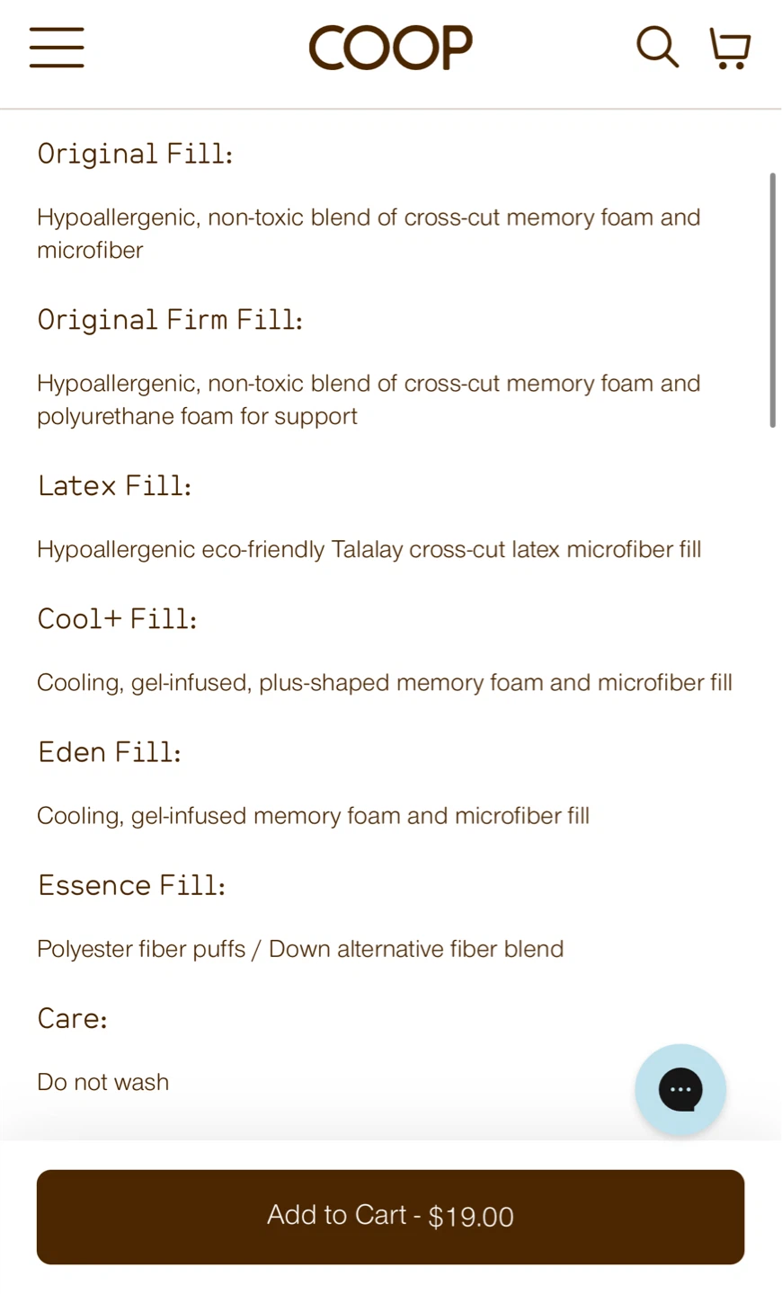 Brand New Coop Pillow Fill Refill - Original - photo 2