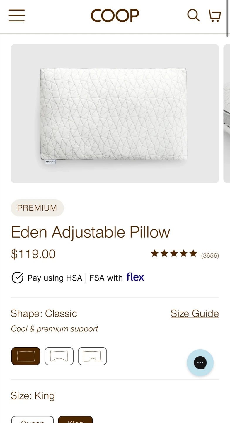Coop Eden Adjustable Pillow - King Size