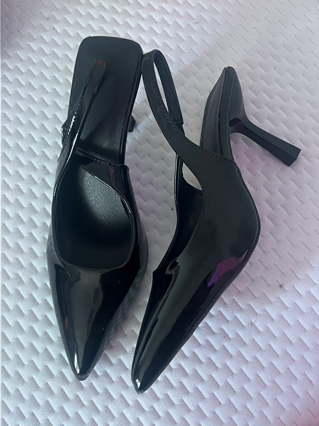 Black Patent Slingback Heels