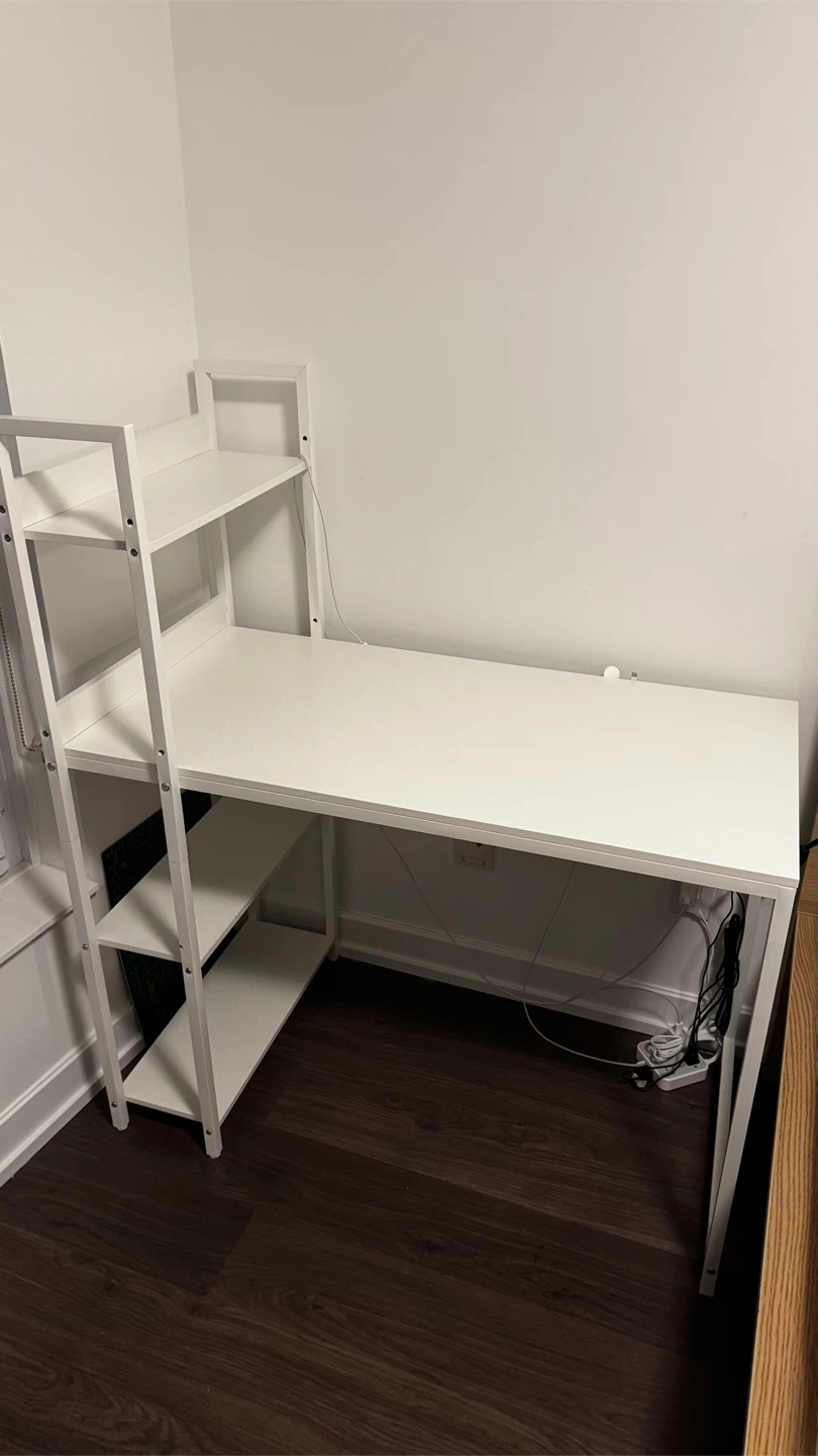 47 Inch White Computer Desk with Shelves - photo 2