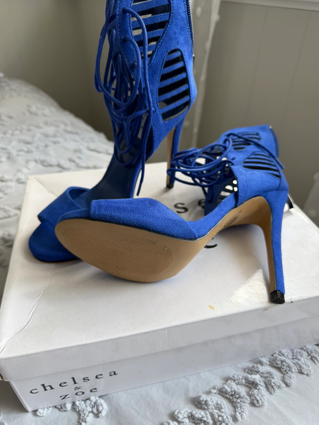 Chelsea & Zoe Women's FABAYANN Royal Microfiber Heels Size 7.5 - photo 3