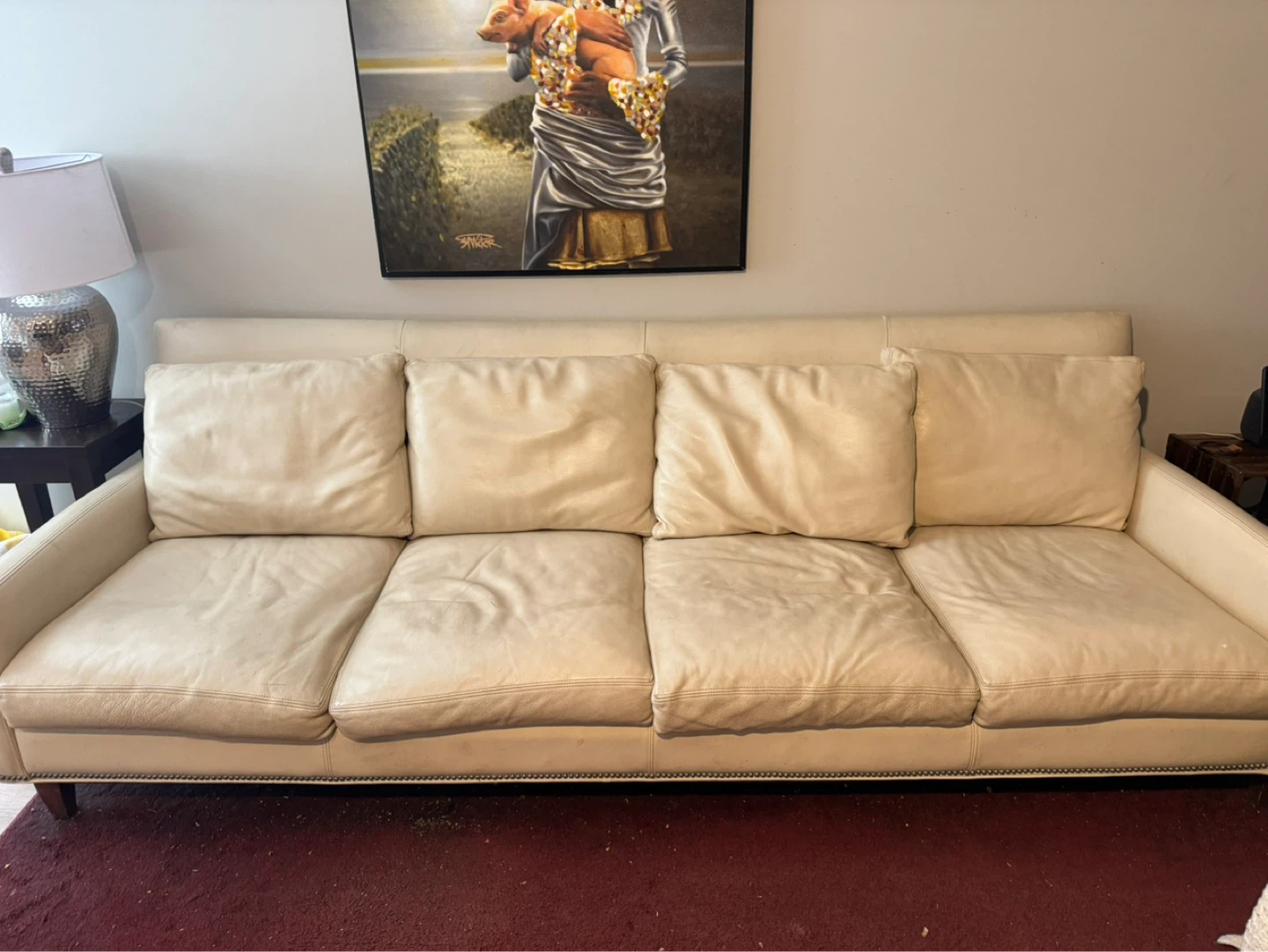 Cream Leather Sofa