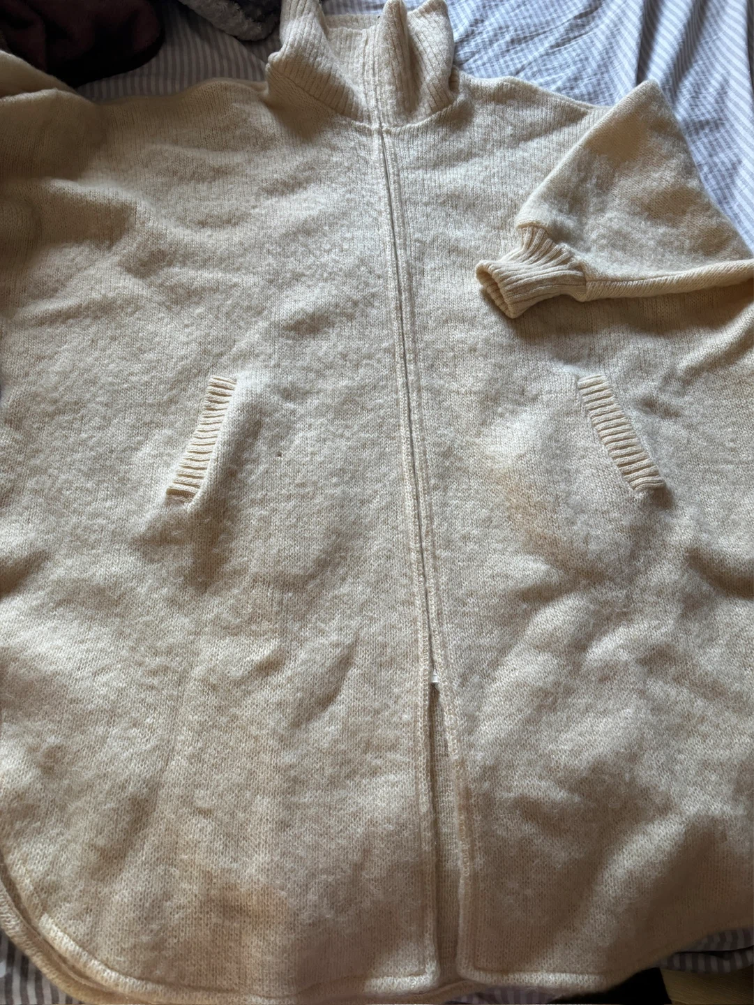 Hilda Ltd. Cream 100% Pure Wool Poncho