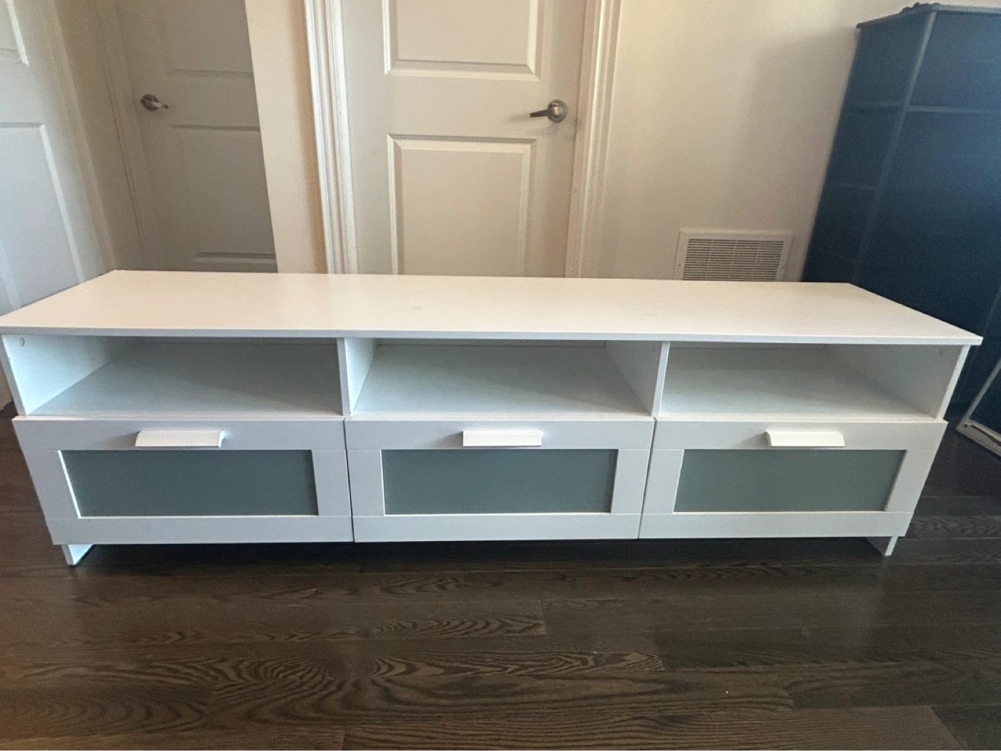 IKEA Brimnes White TV Stand with 3 Drawers and Shelves - photo 2
