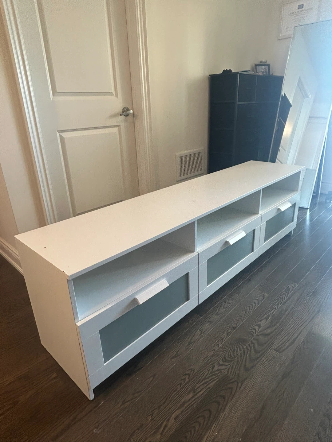 IKEA Brimnes White TV Stand with 3 Drawers and Shelves