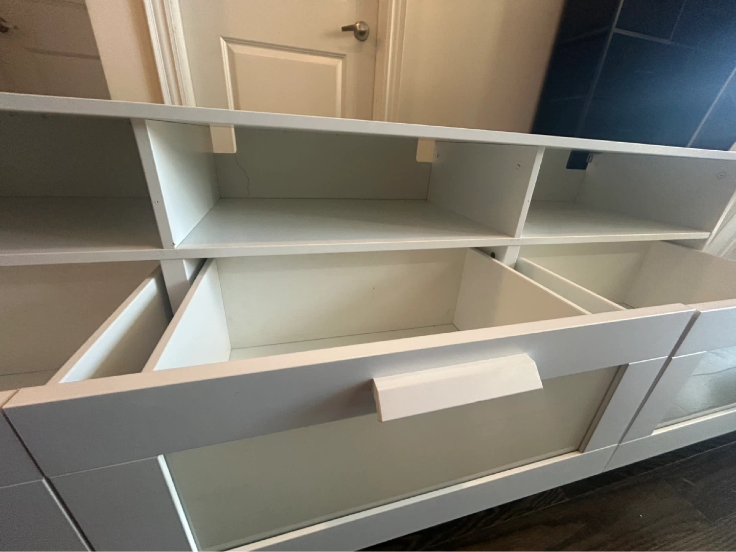 IKEA Brimnes White TV Stand with 3 Drawers and Shelves - photo 5
