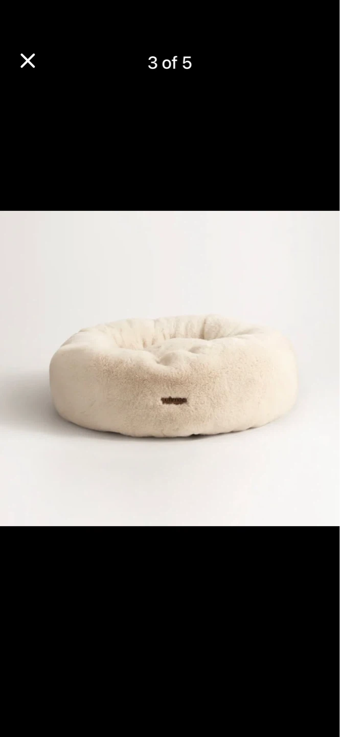 Plush Round Pet Bed - Cream - photo 3