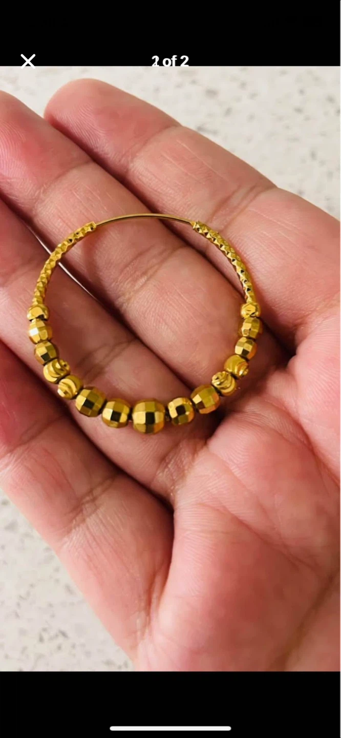 Gold Hoop Earrings with Faceted Beads - photo 2