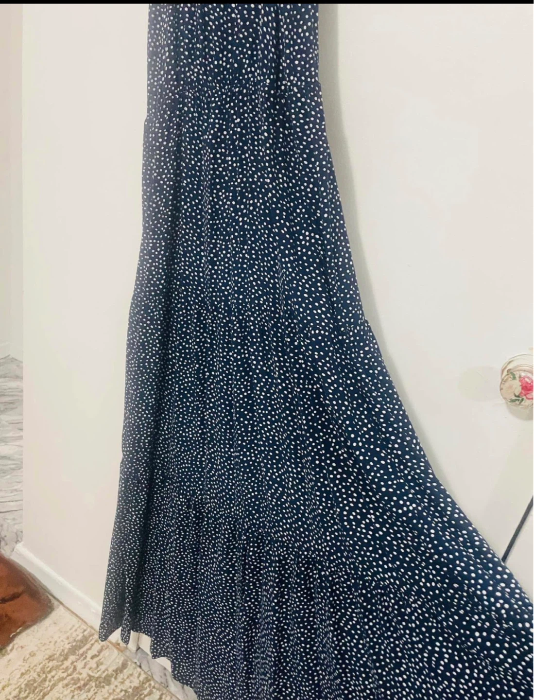 Navy Blue Polka Dot Maxi Dress