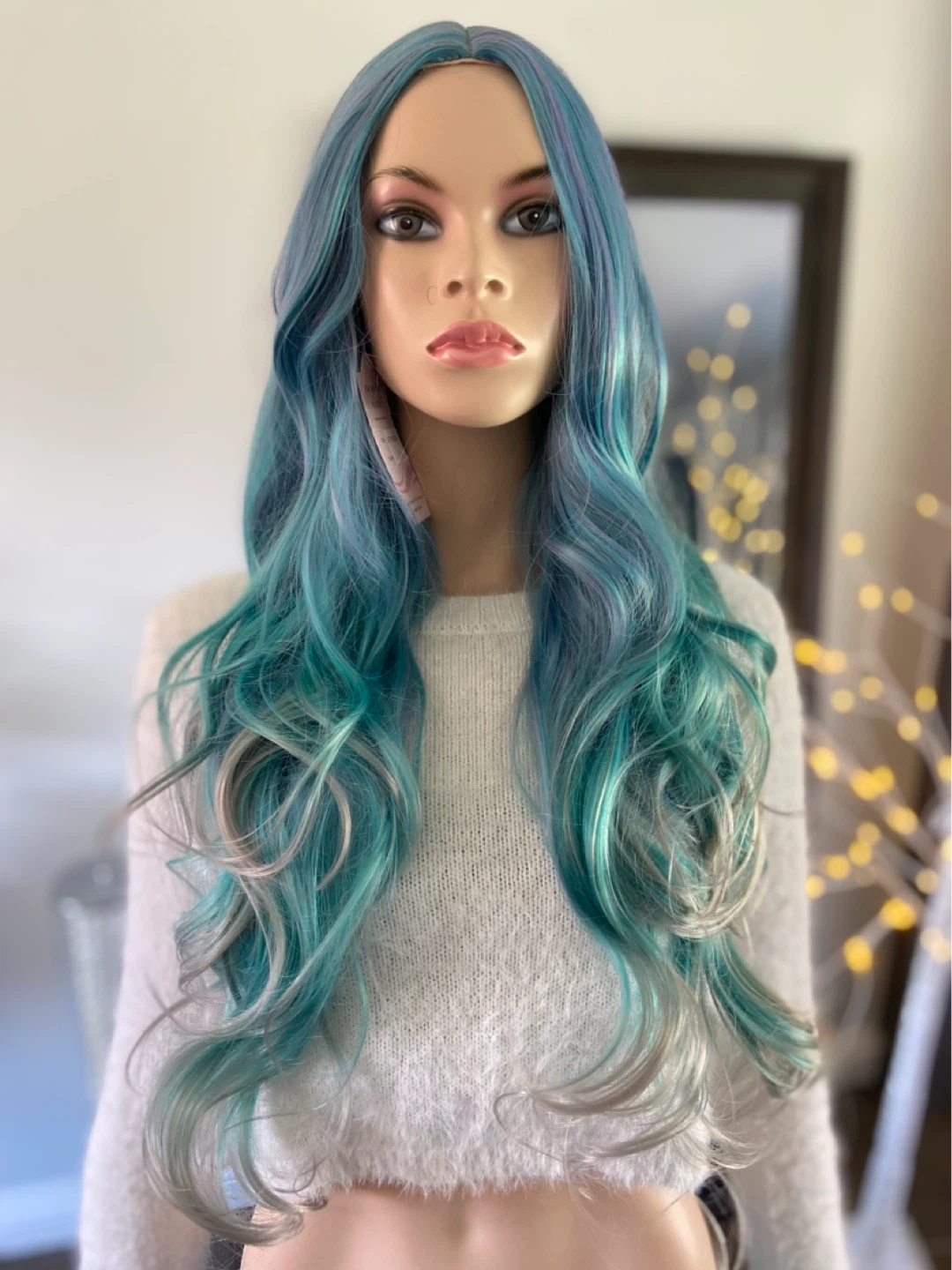 NWT: Long Wavy Gradient Blue Purple Mermaid Synthetic Wig - photo 3
