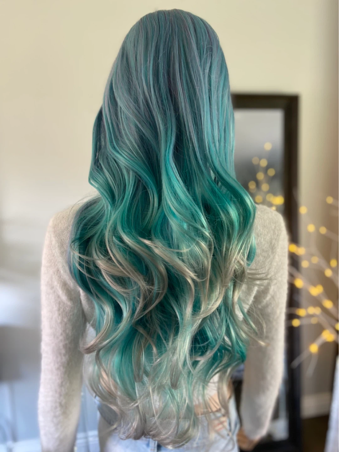 NWT: Long Wavy Gradient Blue Purple Mermaid Synthetic Wig - photo 4