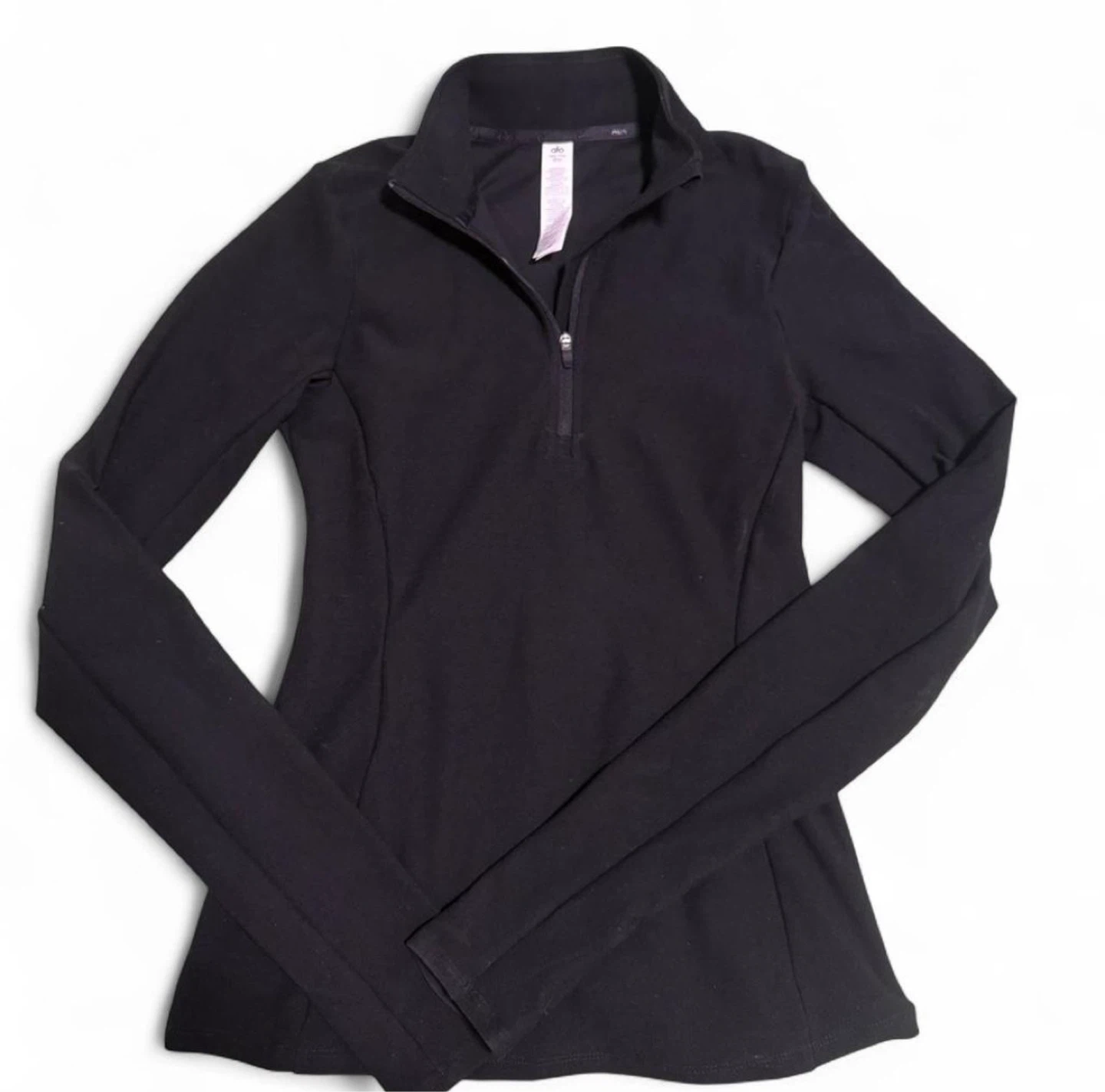 Alo Black Quarter Zip Long Sleeve Top