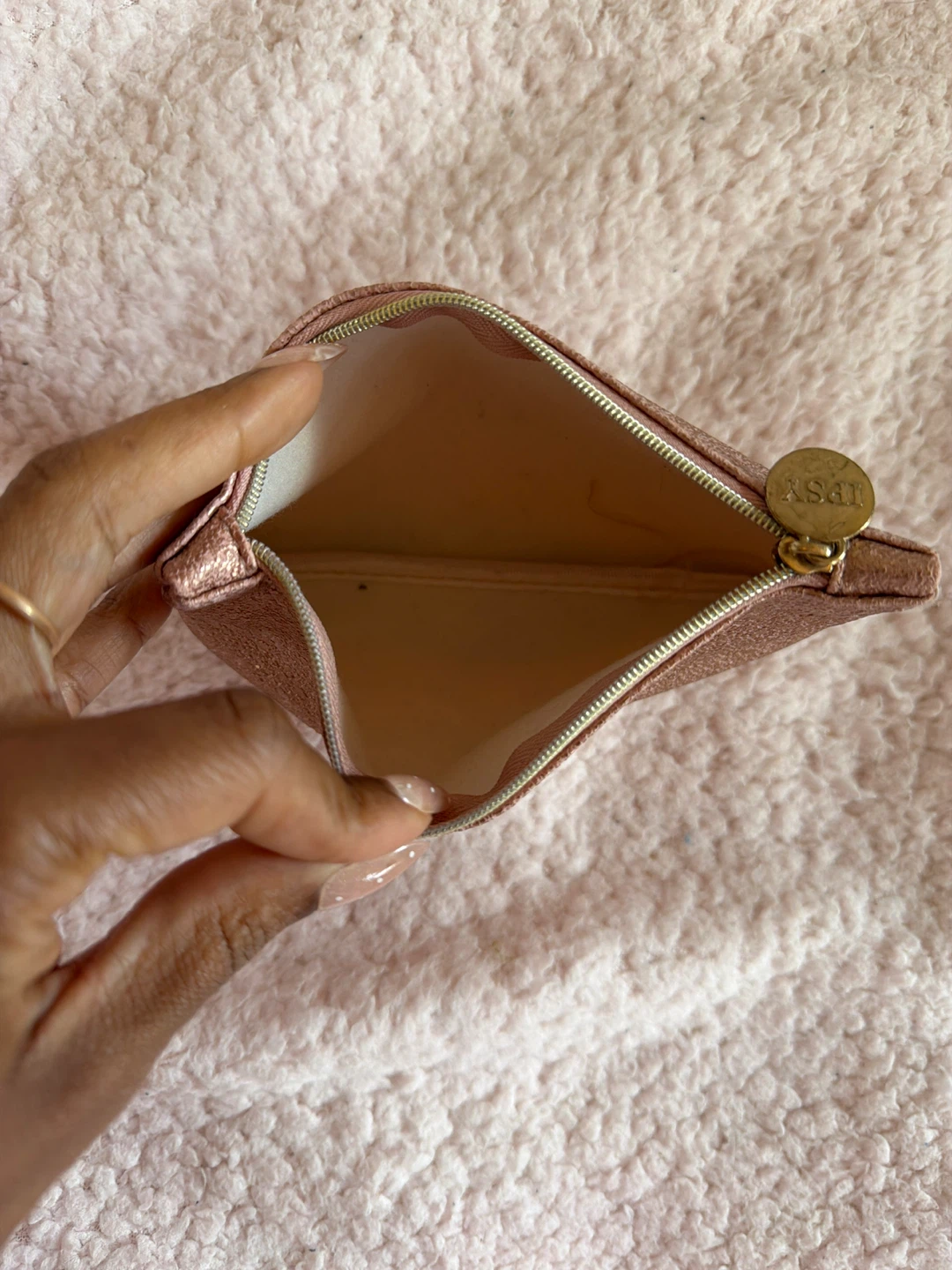 IPSY Rose Gold Glitter Cosmetic Bag - photo 2