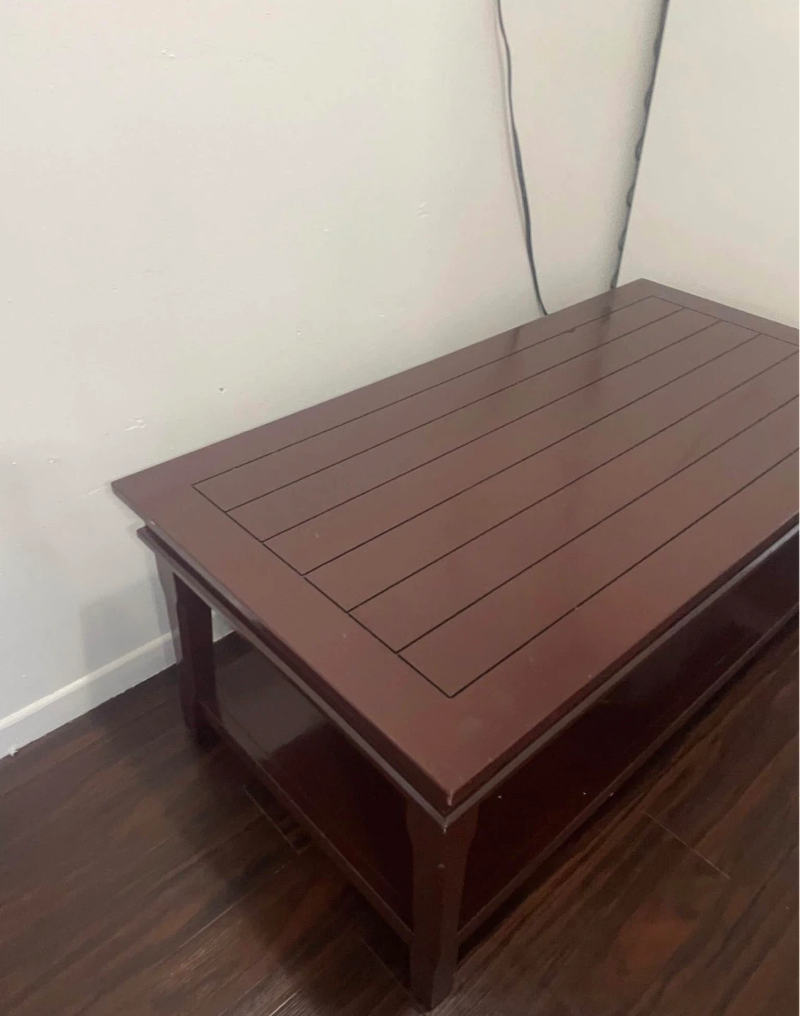 Dark Red Coffee Table with Shelf - photo 3