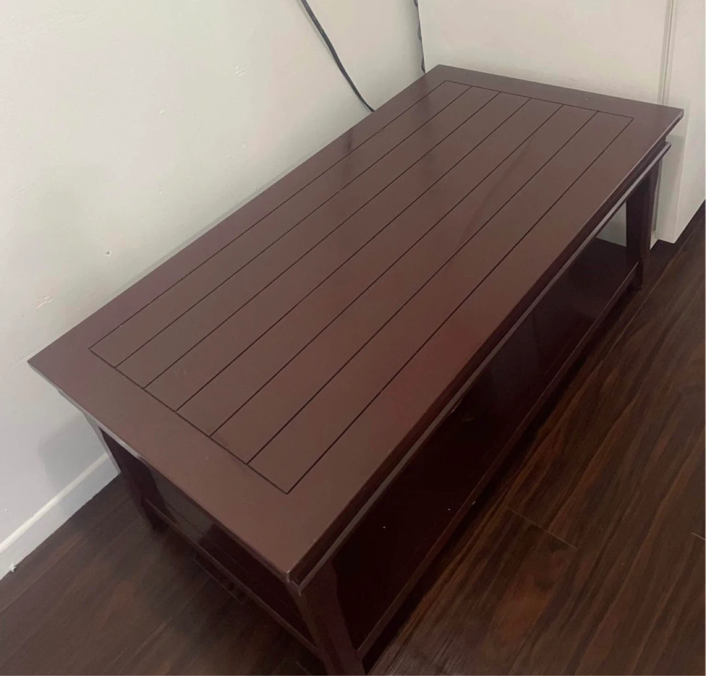 Dark Red Coffee Table with Shelf - photo 2