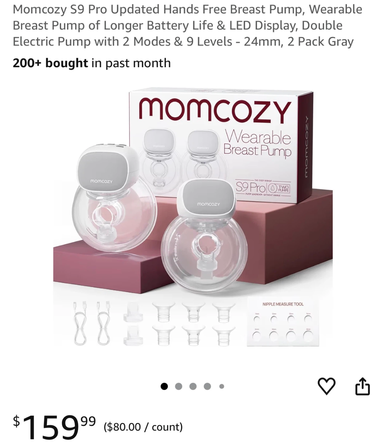 Momcozy S9 Pro Wearable Breast Pump - 2 Pack Gray