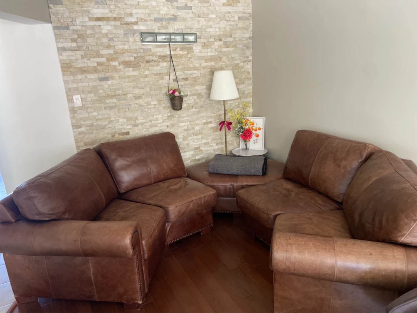 Brown Leather Sectional Sofa - photo 2